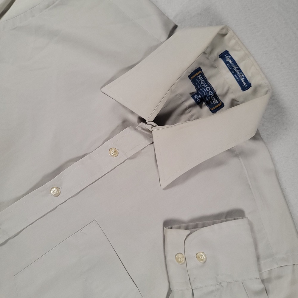 Montgomery Ward High Count Dress Shirt Mens 16 32/33 Beige Vintage Poly Blend